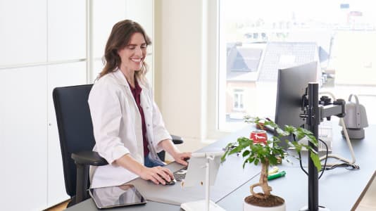 Woman in front of computer