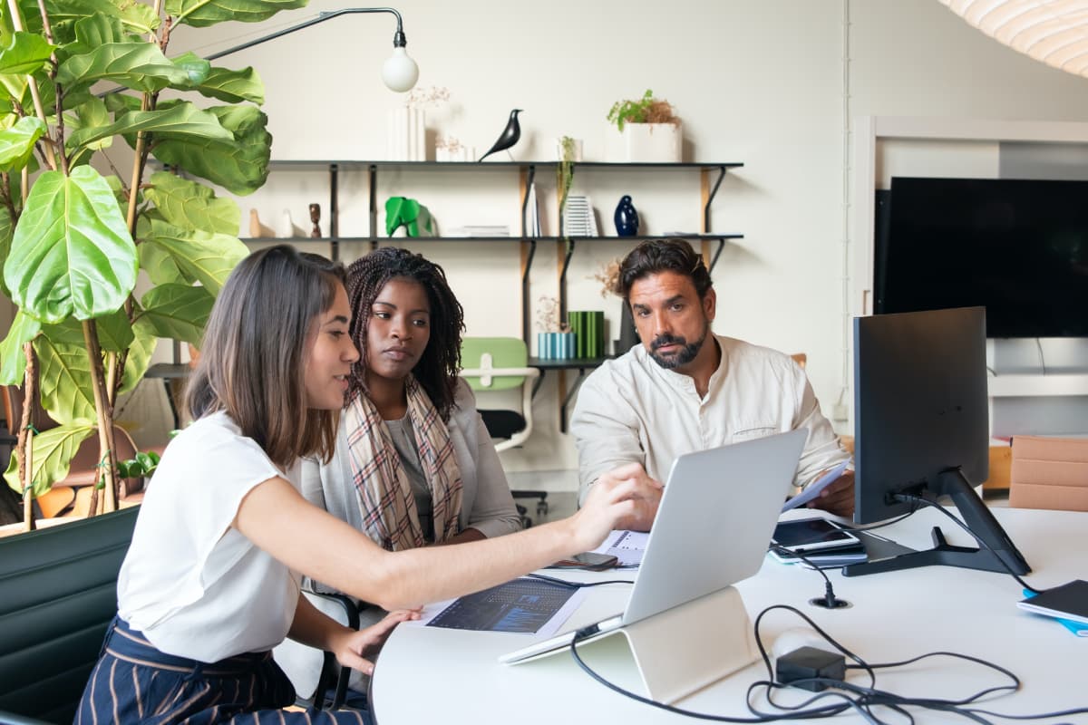 People looking at a computer screen