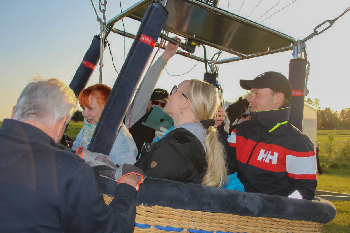 Into the hot air balloon basket