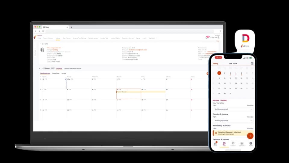 SD Worx Daily Desktop and mobile